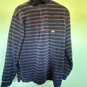 Vintage Izod Lacoste Velour Blue and Brown Zip Up Sweater